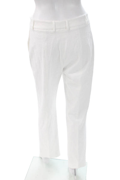 QL2 Women Cropped White Cotton Pants Zip Inseam 28 Size 42