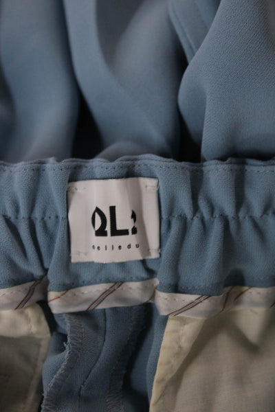 QL2 Unisex Adults Blue Wool Dress Pants Button Closure Size 42