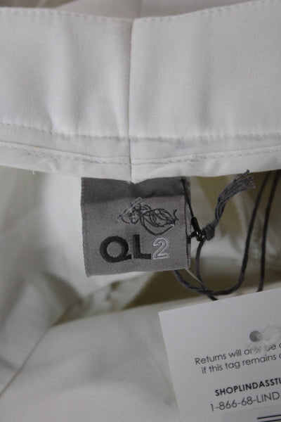 QL2 Womens Cropped Pants White Zip Size 42