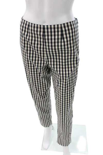 QL2 Unisex Adults Cropped Gingham Check Cotton Pants Black Size 42