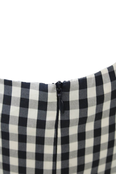 QL2 Unisex Adults Cropped Gingham Check Cotton Pants Black Size 42