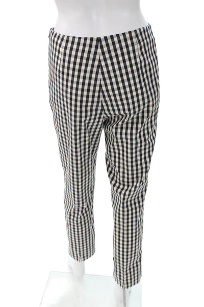 QL2 Unisex Adults Cropped Gingham Check Cotton Pants Black Size 42