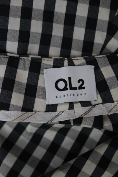 QL2 Unisex Adults Cropped Gingham Check Cotton Pants Black Size 42