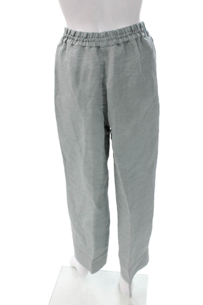 QL2 Women Ankle Pants Gray Silk Drawstring Casual Size 40