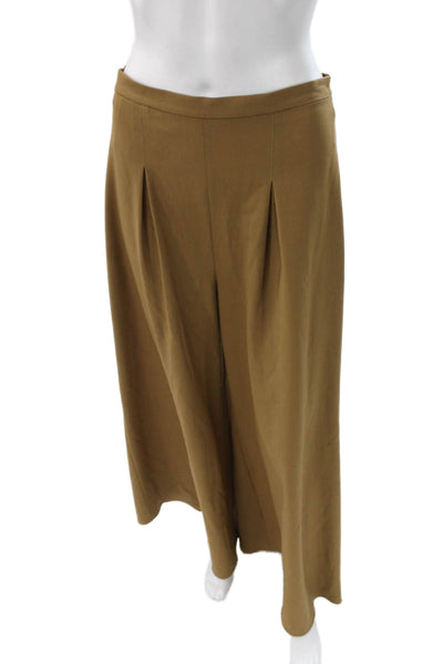 QL2 Women Dress Pants Wool Brown Zip Solid Classic Size 42