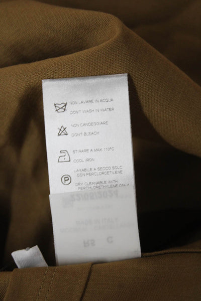 QL2 Women Dress Pants Wool Brown Zip Solid Classic Size 42