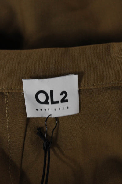 QL2 Women Dress Pants Wool Brown Zip Solid Classic Size 42