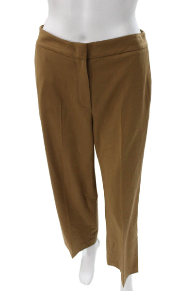 QL2 Women Cropped Brown Wool Pants Zip Inseam 28 Size 42