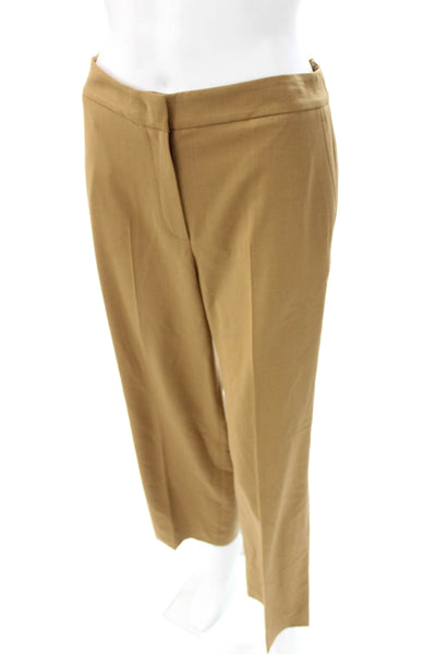QL2 Women Cropped Brown Wool Pants Zip Inseam 28 Size 42