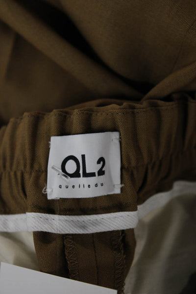 QL2 Women Cropped Brown Wool Pants Zip Inseam 28 Size 42