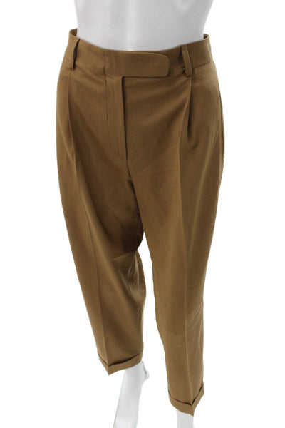 QL2 Unisex Adults Dress Pants Brown Wool Button Size 42