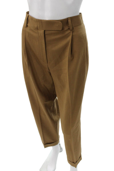 QL2 Unisex Adults Dress Pants Brown Wool Button Size 42