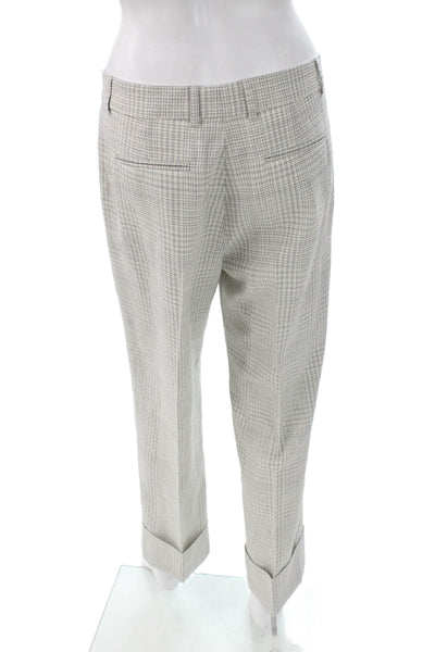 QL2 Women Ankle Pants Wool Check Multicolor Button Size 42