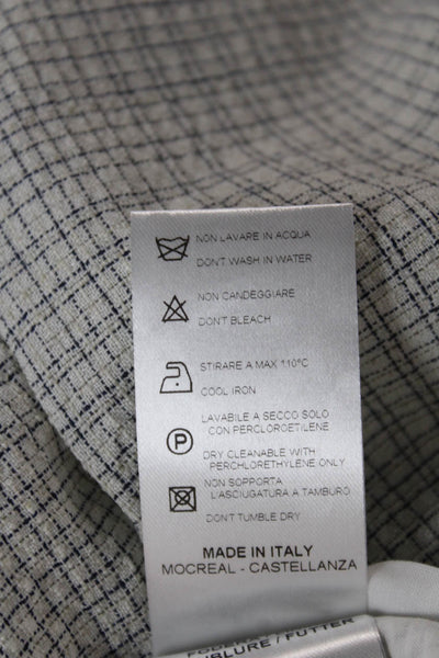 QL2 Women Ankle Pants Wool Check Multicolor Button Size 42