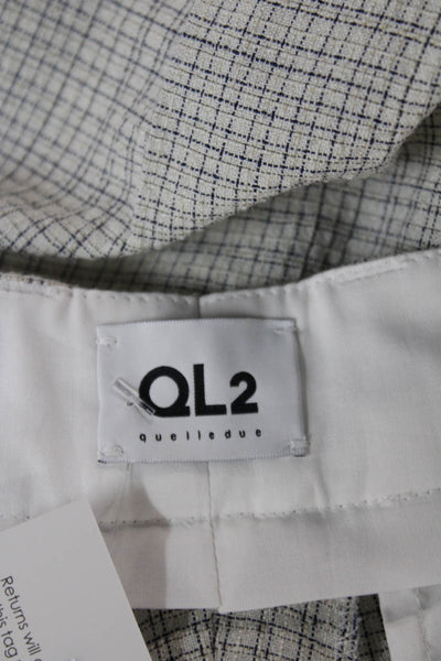 QL2 Women Ankle Pants Wool Check Multicolor Button Size 42