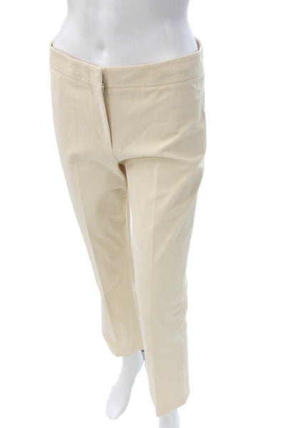 QL2 Womens Ankle Pants Beige Zip 95% Cotton 5% Lycra Inseam 28 Size 42