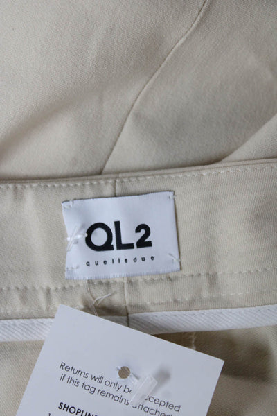 QL2 Womens Ankle Pants Beige Zip 95% Cotton 5% Lycra Inseam 28 Size 42
