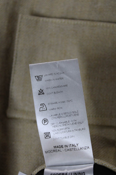 QL2 Women Cargo Linen Pants Beige Button Closure Inseam 32 Size 42