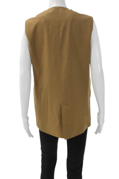 QL2 Womens Brown V Neck Button Sleeveless Vest Size 42