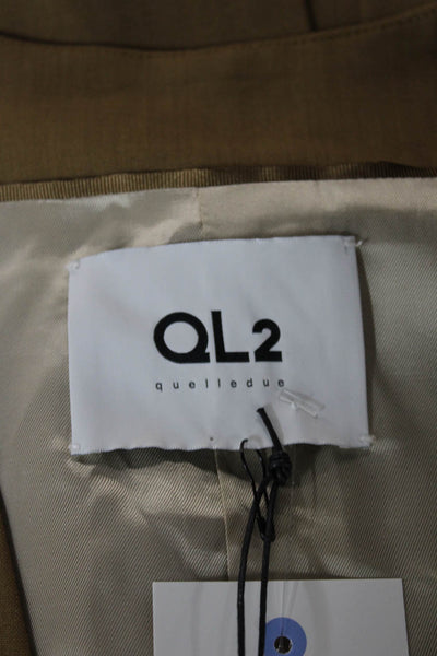QL2 Womens Brown V Neck Button Sleeveless Vest Size 42