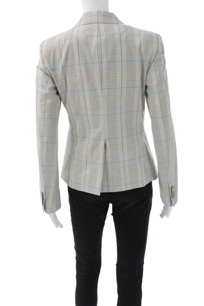 QL2 Women Plaid Cotton Button Long Sleeve Basic Jacket Multicolor Size 42