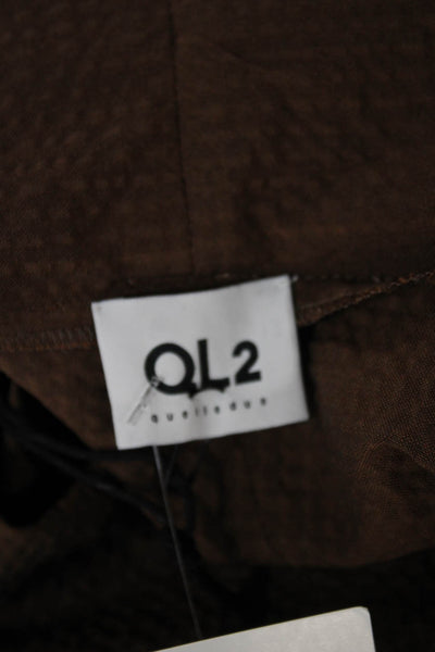 QL2 Unisex Adults Wrap Jacket Brown V Neck Textured Fabric Long Sleeve Size 42
