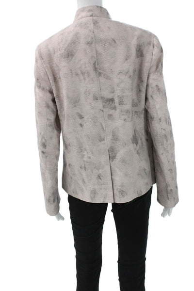 QL2 Womens Basic Jacket Pink Floral Button Polyester Long Sleeve Size 42