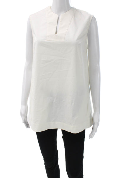 QL2 Womens Basic White V-Neck Sleeveless Blouse Size 42