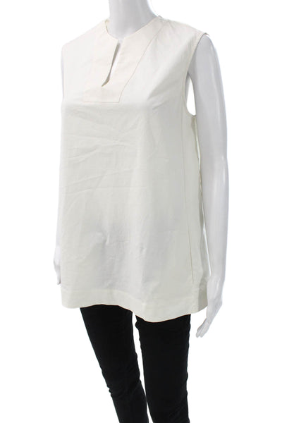 QL2 Womens Basic White V-Neck Sleeveless Blouse Size 42