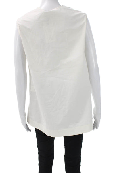 QL2 Womens Basic White V-Neck Sleeveless Blouse Size 42