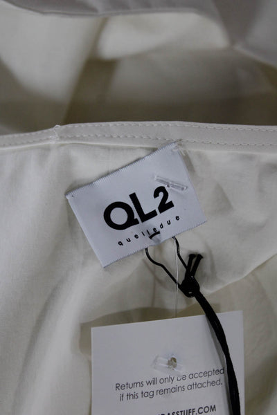 QL2 Womens Basic White V-Neck Sleeveless Blouse Size 42