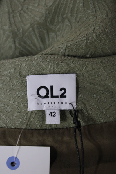 QL2 Womens Cropped Boatneck Green Blouse Short Sleeve Size 42