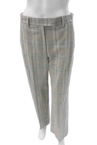 QL2 Unisex Adults Gray Plaid Cotton Dress Pants Size 42