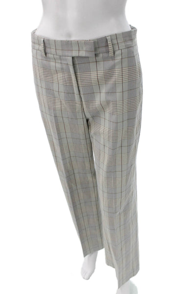 QL2 Unisex Adults Gray Plaid Cotton Dress Pants Size 42