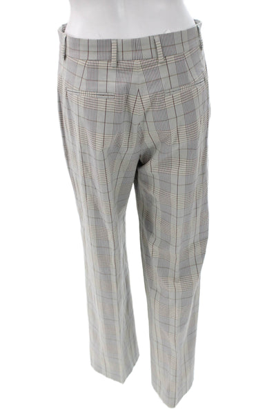 QL2 Unisex Adults Gray Plaid Cotton Dress Pants Size 42