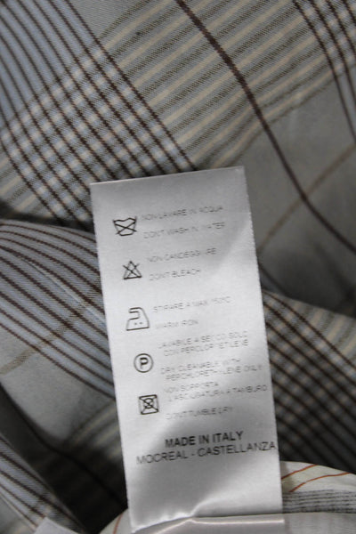 QL2 Unisex Adults Gray Plaid Cotton Dress Pants Size 42