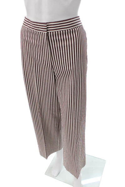 QL2 Womens Brown Striped Cotton Dress Pants Button Inseam 30 Size 46