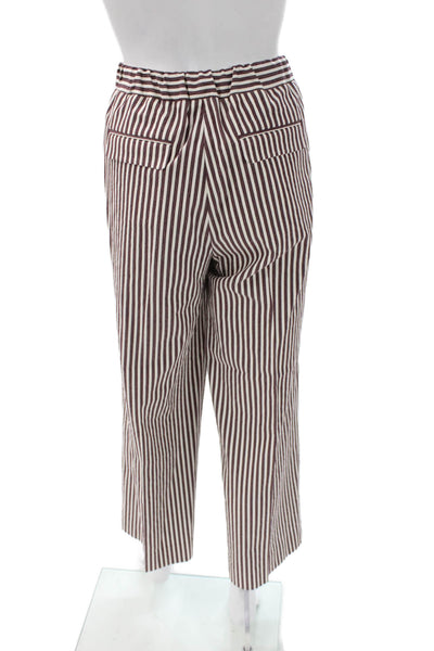 QL2 Womens Brown Striped Cotton Dress Pants Button Inseam 30 Size 46