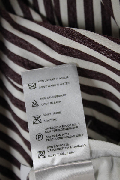 QL2 Womens Brown Striped Cotton Dress Pants Button Inseam 30 Size 46