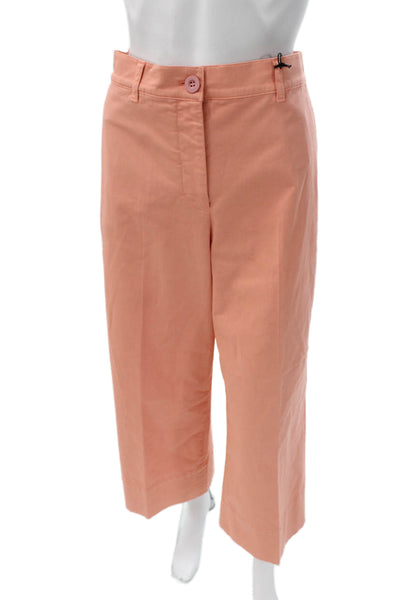 QL2 Women Orange Cotton Cropped Pants Button Closure Size 42