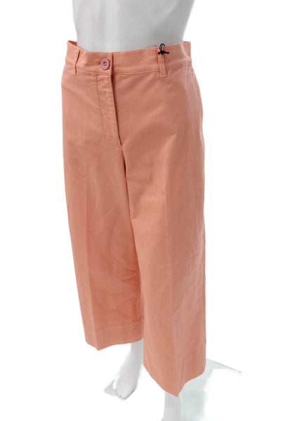 QL2 Women Orange Cotton Cropped Pants Button Closure Size 42