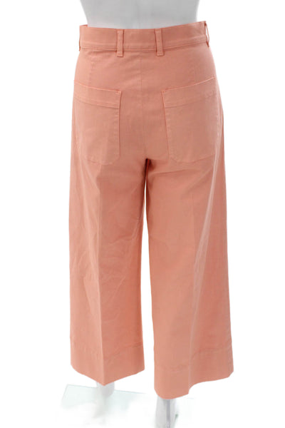 QL2 Women Orange Cotton Cropped Pants Button Closure Size 42