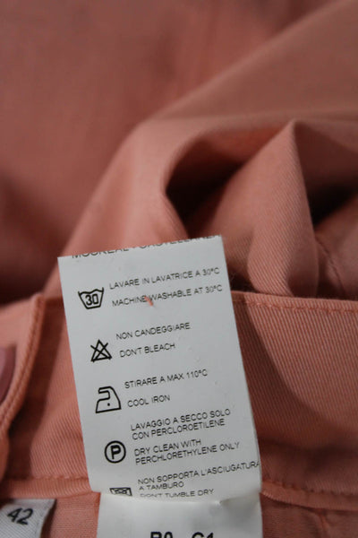 QL2 Women Orange Cotton Cropped Pants Button Closure Size 42