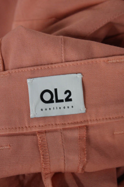 QL2 Women Orange Cotton Cropped Pants Button Closure Size 42