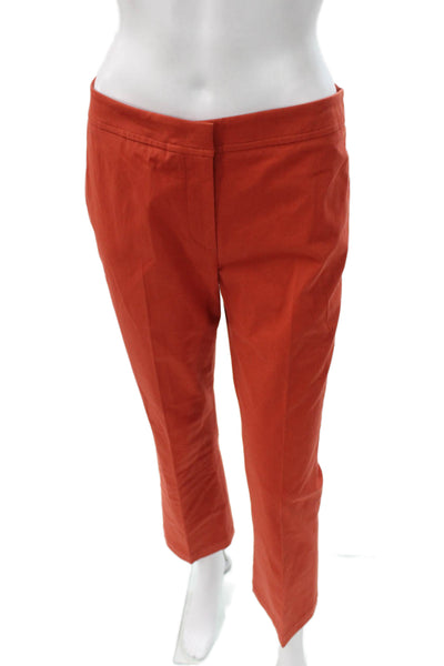 QL2 Unisex Adults Cropped Corduroy Pants Orange Zip Size 42