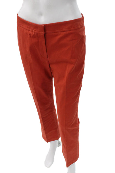 QL2 Unisex Adults Cropped Corduroy Pants Orange Zip Size 42