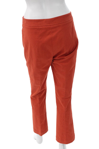 QL2 Unisex Adults Cropped Corduroy Pants Orange Zip Size 42