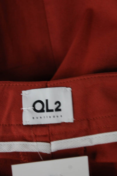 QL2 Unisex Adults Cropped Corduroy Pants Orange Zip Size 42