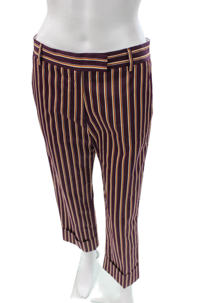 QL2 Women Cropped Striped Purple Button Pants Size 42