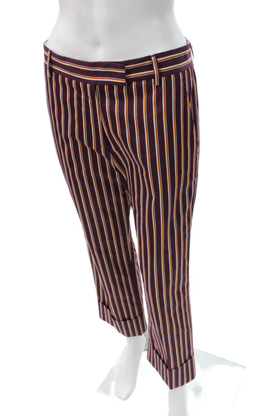 QL2 Women Cropped Striped Purple Button Pants Size 42